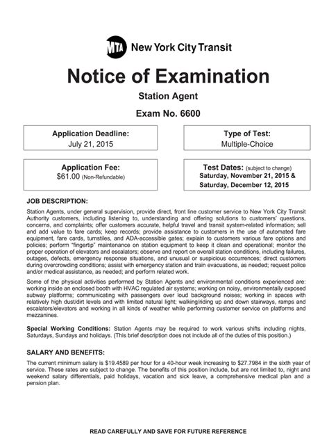 Below is a roundup of MTA exams leading to public service positions. . Mta station agent exam